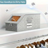 Stackable Hat Storage Box for Baseball Caps – Holds Up to 24 Hats, Clear Window Closet Organizer