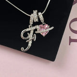 Triple-Layer Initial Necklace with Pink Heart Stone - image 19