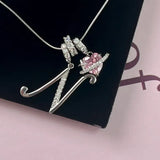 Triple-Layer Initial Necklace with Pink Heart Stone - image 27