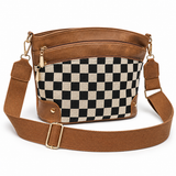 WeeNOD-L Vintage Checkerboard Bucket Crossbody Bag