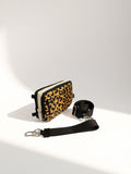 Trio Wallet (#8036-9) Zipper Wallet with RFID - #7 Tan Leopard/Beige/Black