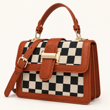 WeeNOD-L Vintage Checkerboard Top Handle Crossbody Bag