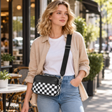 WeeNOD-L Checkerboard Crossbody Bag with Adjustable Strap