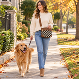 WeeNOD-L Vintage Checkerboard Bucket Crossbody Bag