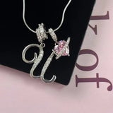 Triple-Layer Initial Necklace with Pink Heart Stone - image 33