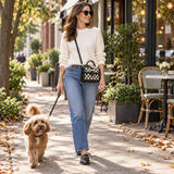 WeeNOD-L Vintage Checkerboard Top Handle Crossbody Bag