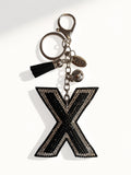 Black Studs Initial Letters Charms Decorative with Keychain Pendant (#CL13)