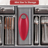 Electric can opener suitable for all can sizes. Kitchen food safety electric can opener with smooth edges. Battery-powered can opener for kitchen use, ideal for seniors, arthritis sufferers, and chefs.