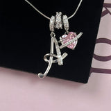 Triple-Layer Initial Necklace with Pink Heart Stone - image 12