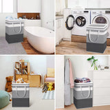 2-Pack 75L Tall Cotton Flax Laundry Hamper with Metal Frame, Waterproof Freestanding Collapsible Basket, Laundry Organization Containers for Dorm Use
