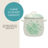 The Pioneer Woman Agatha 12-Quart Enamel on Steel Stock Pot, Green