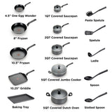 T-fal Easy Care, 20 Piece Non-Stick Pots and Pans Cookware Set, Grey