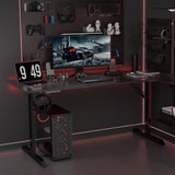 GTRACING 55" Large RGB Sturdy Gaming Desk with Mouse Pad T-Shaped Office Chair Computer Desk Spacious Work Surface Table, Black