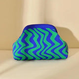 Women's Striped Knit Cosmetic Bag – Large Capacity Makeup Pouch & Travel Toiletry Organizer