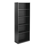 Mainstays 5-Shelf Bookcase with Adjustable Shelves, True Black Oak