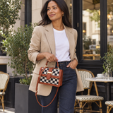 WeeNOD-L Vintage Checkerboard Top Handle Crossbody Bag