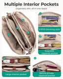 Interior compartments with five card slots and zippered pockets