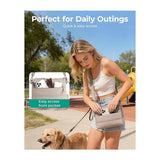 Model wearing the beige crossbody bag during a daily outing
