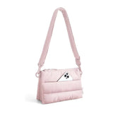 Pink padded travel crossbody bag