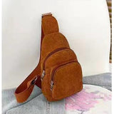 Caramel corduroy sling bag