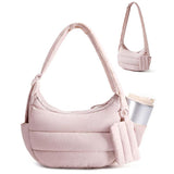 Pink padded crescent bag