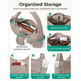 Pocket organization and detachable accessory pouch