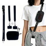 Black smooth crossbody pouch model display