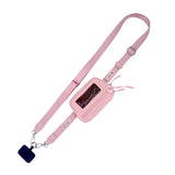 Pink crossbody organizer pouch with adjustable strap and swivel clips