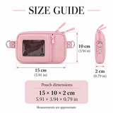 Pouch size guide: 15 x 10 x 2 cm, approximately 5.91 x 3.94 x 0.79 inches