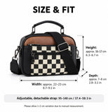 English bag size guide and adjustable strap measurements