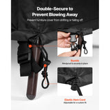 KFFKFF Heavy-Duty Outdoor Furniture Cover, 420D Waterproof Rectangular Cover for Patio Tables and Chairs, All-Weather Protection with Air Vent, 126L x 63W x 28H inch, Black