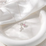 Triple-Layer Initial Necklace with Pink Heart Stone - image 6