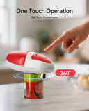 【Summervibes】Automatic Electric Can Opener with Automatic Operation, 1-Touch Handheld Battery-Powered Design, Smooth Edge, Safe Kitchen Tool for Home Use (Red) - Household Kitchen Specialty Appliance