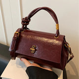 【Black Friday】Versatile Small PU Leather Satchel, Casual Flap-Closure Top-Handle Crossbody and Shoulder Bag for Shopping and Commuting - image 11