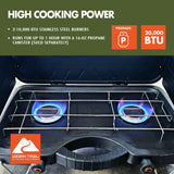 Ozark Trail 2 Burner Propane Gas Camping Stove, GCT2208WB, Black, New