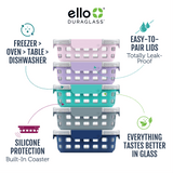 Ello Glass 3.4 Cup 27 Ounce Duraglass Food Storage Meal Prep Container Set, 10 Piece
