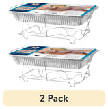 10-Piece Disposable Chafing Buffet Set with Fuel-Food Warming Kit-Catering, Parties & Events-Includes Silver Racks, Aluminum Trays, Utensils & Gel Fuel, Party Dimensions Brand.