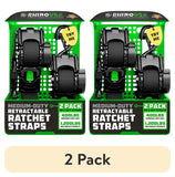Rhino USA 1in x 10ft Retractable Ratchet Straps, 2 Pack – 403lbs Load Limit, 6lbs Total Weight