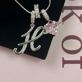 Triple-Layer Initial Necklace with Pink Heart Stone - image 21