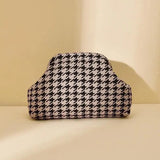 Striped Knit Makeup Bag for Women – Large Capacity Clip-Top Cosmetic Pouch & Travel Toiletry Organizer