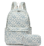 Large Quilted Floral Backpack Set - 2 Pieces