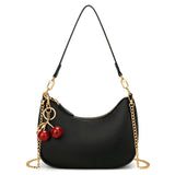 KKXIU Retro Hobo Shoulder Bag - Black (bag charm)