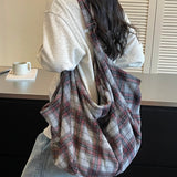 【Black Friday】Autumn Winter Fashion Solid Plaid Pattern Large Capacity Shoulder Crossbody Bag, Versatile Backpack for Commute, Travel, Hiking, Shopping - image 20
