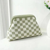 Striped Knit Makeup Bag for Women – Large Capacity Clip-Top Cosmetic Pouch & Travel Toiletry Organizer