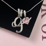Triple-Layer Initial Necklace with Pink Heart Stone - image 20