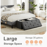 Alvantor Storage Ottoman with Thicker Foam Padded Seat, Folding Foot Rest for Living Room End of Bed Bench