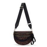 Women's Leopard Print Bum Bag – Lightweight Oxford Cloth Crossbody Bag with Carrying Chain