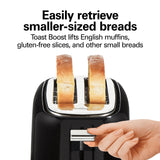 Hamilton Beach 2-Slice Toaster with Extra-Wide Slots, Toast Boost, and Removable Crumb Tray, Black