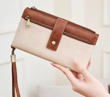 Women's Retro Casual Minimalist Solid Color RFID Blocking Synthetic PU Leather Wallet - Slim Bifold/Trifold Clutch Wristlet with Zipper Pocket, Built-In Card Holder, Large Capacity for Daily Carry & Holiday Gifting