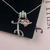 Triple-Layer Initial Necklace with Pink Heart Stone - image 22